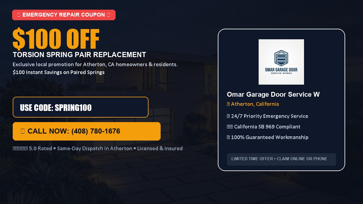 $100 OFF Heavy-Duty Torsion Spring Pair Replacement in Atherton, CA